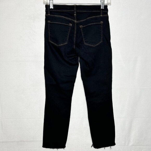J Brand Mid-Rise Straight Crop Dark Wash Black Distressed Jeans Size 24 (24x25) - Picture 5 of 7